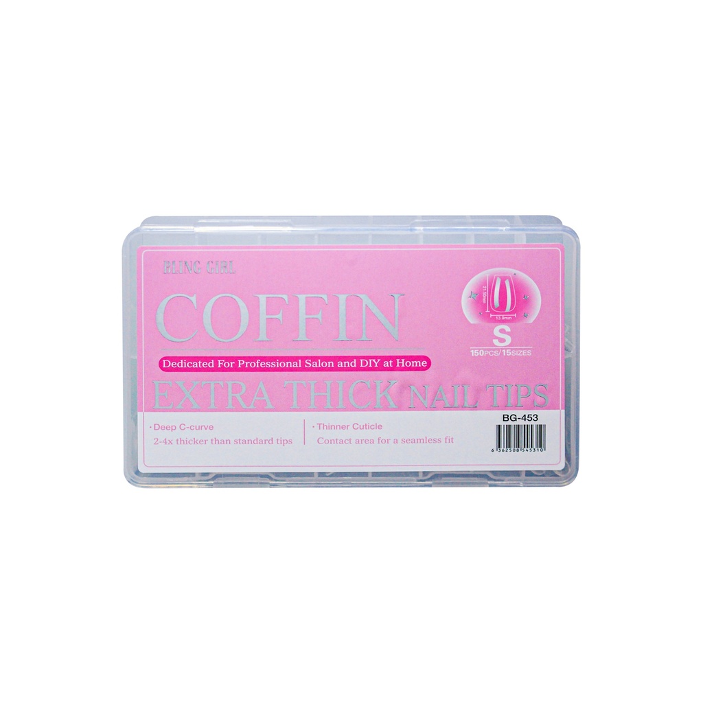 Coffin Extra Thick Nail Tips Small BG-453 (150PCS/15 sizes) [S2510P07]