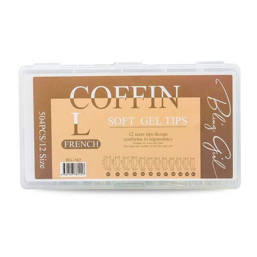 [6362107781157] Coffin Soft Gel Tips Large French BG-167 [9439]