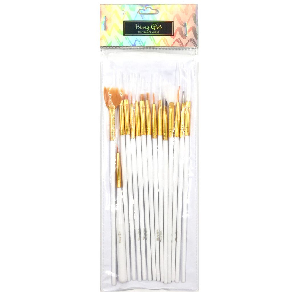 Bling Girl Nail Gel Art Brush Set 15Pcs [6287]