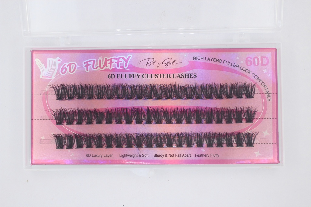 6D Fluffy Cluster Lashes 60D 8mm-C [S2508P06]