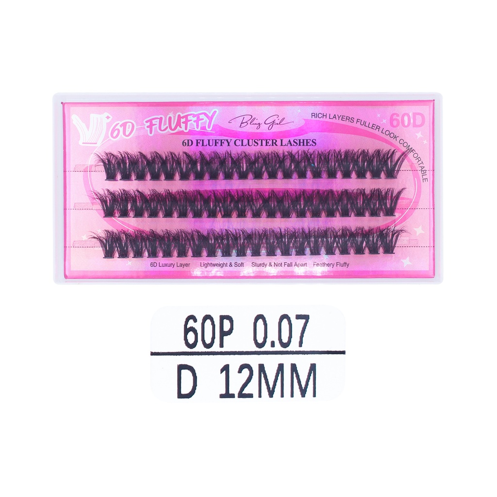 6D Fluffy Cluster Lashes 60D 12mm-D [S2508P06]