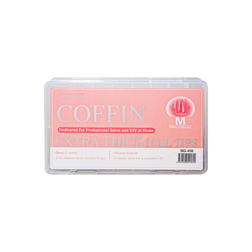 [6362508545822] Coffin Extra Thick Nail Tips Medium BG-458 (150PCS/15 sizes) [S2510P08]
