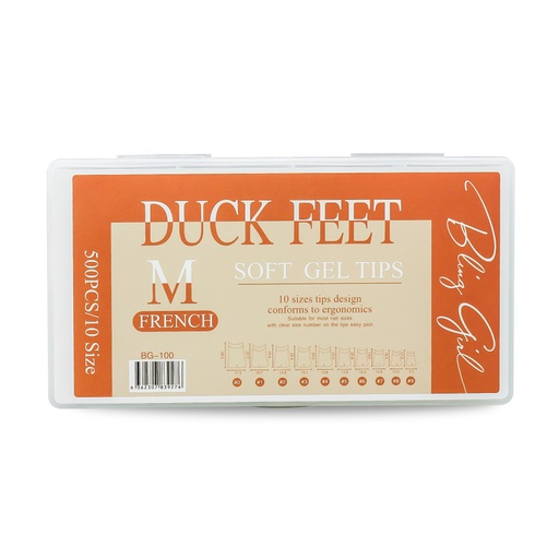 [6362307839276] Duck Feet Soft Gel Tips Medium French BG-100 [9439]