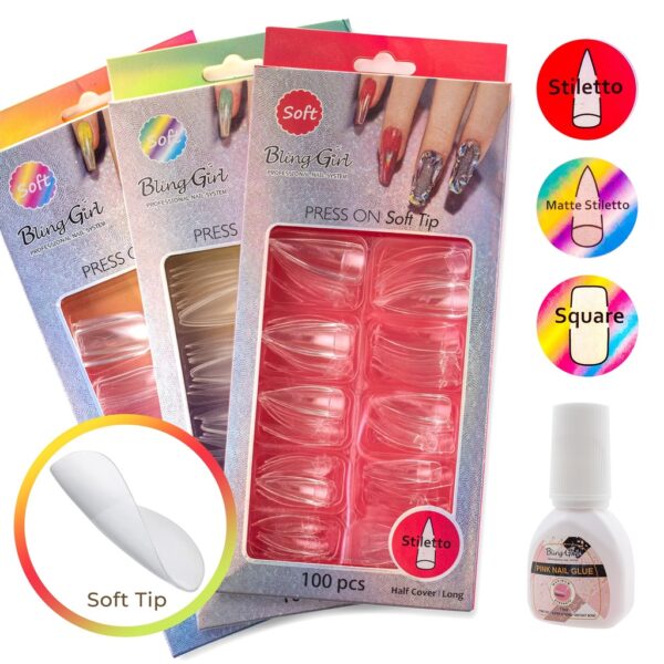 Bling Girl Full Cover Press On Soft Tips Beginner Set [1758]